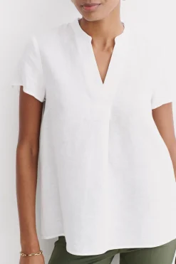 Cheap Blouse Kat 100% Lin Blanc Femme Chemises