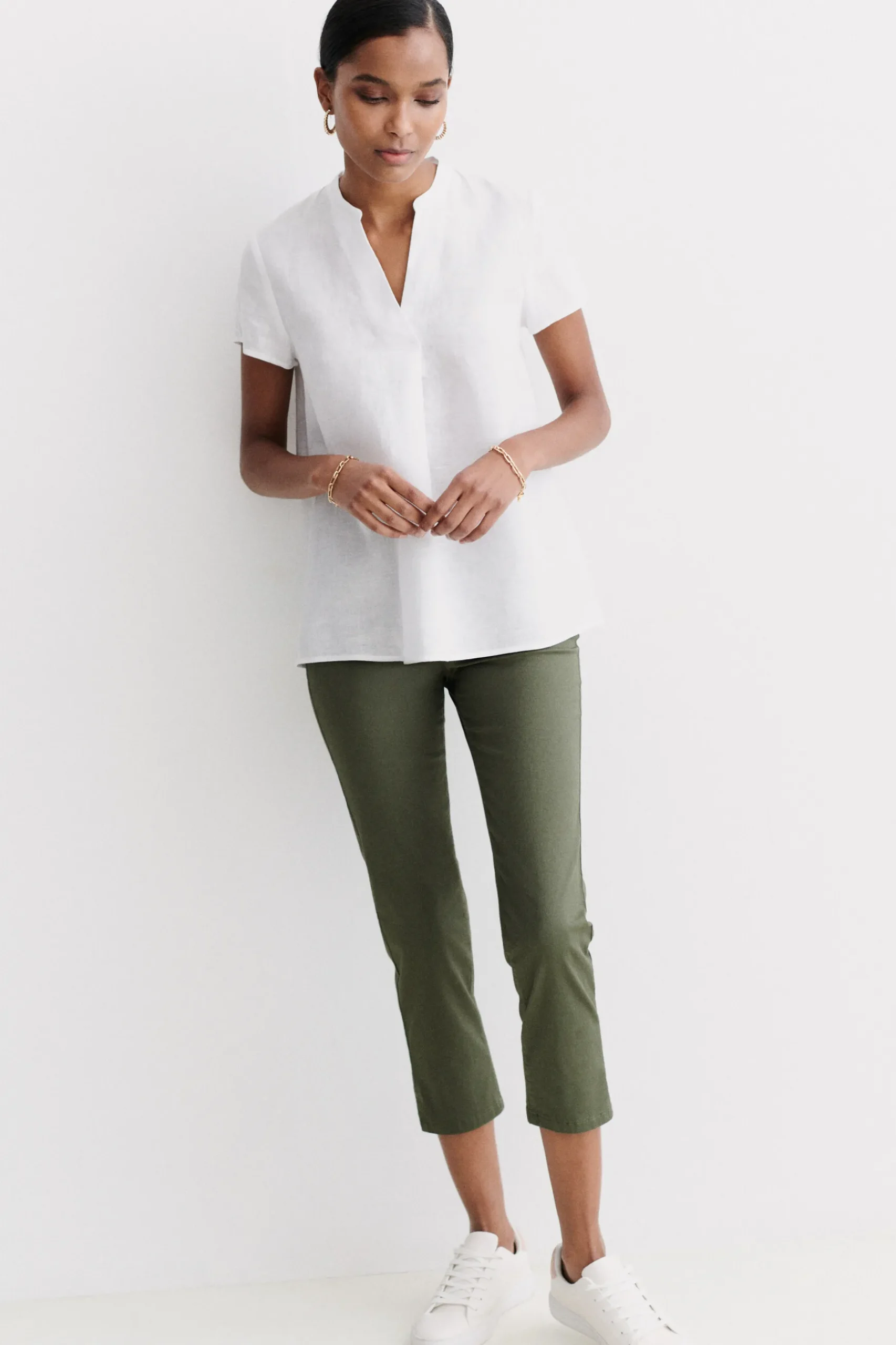 Cheap Blouse Kat 100% Lin Blanc Femme Chemises