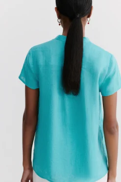 Flash Sale Blouse Kat 100% Lin Vert Emeraude Femme Chemises