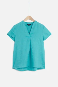 Flash Sale Blouse Kat 100% Lin Vert Emeraude Femme Chemises