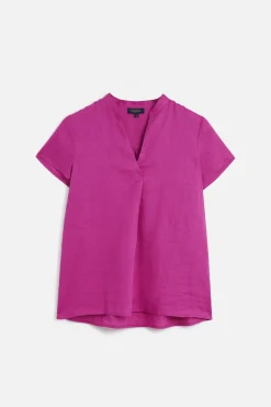 Sale Blouse Kat 100% Lin Violet Femme Chemises