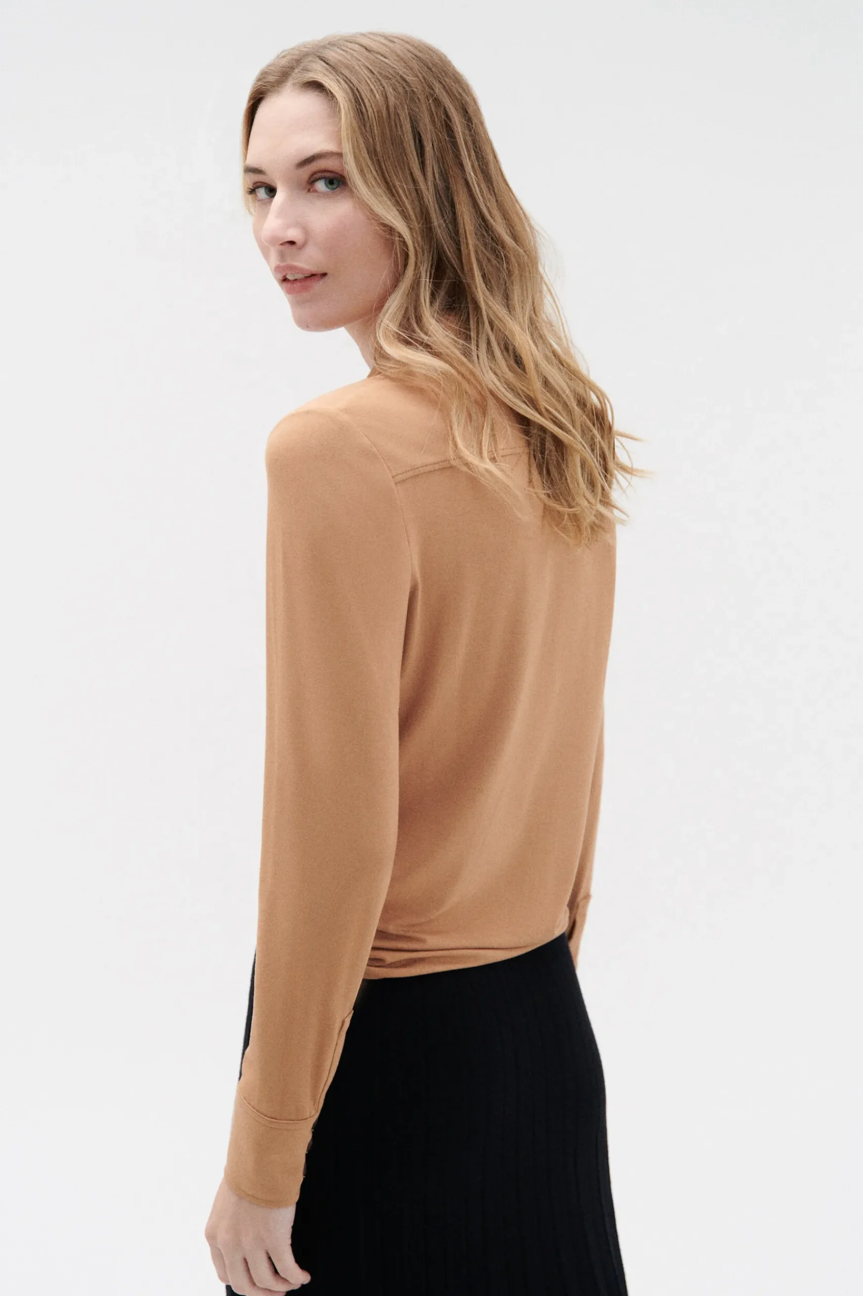 New Chemise Albi En Jersey Camel Femme Chemises