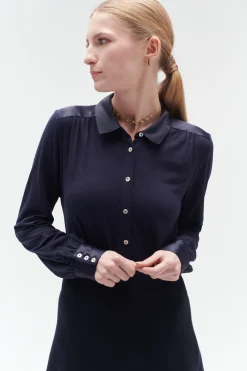 New Chemise Bi-Matiere Hector Femme Tops Et T-Shirts