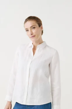 Sale Chemise Brenda 100% Lin Blanc Femme Chemises