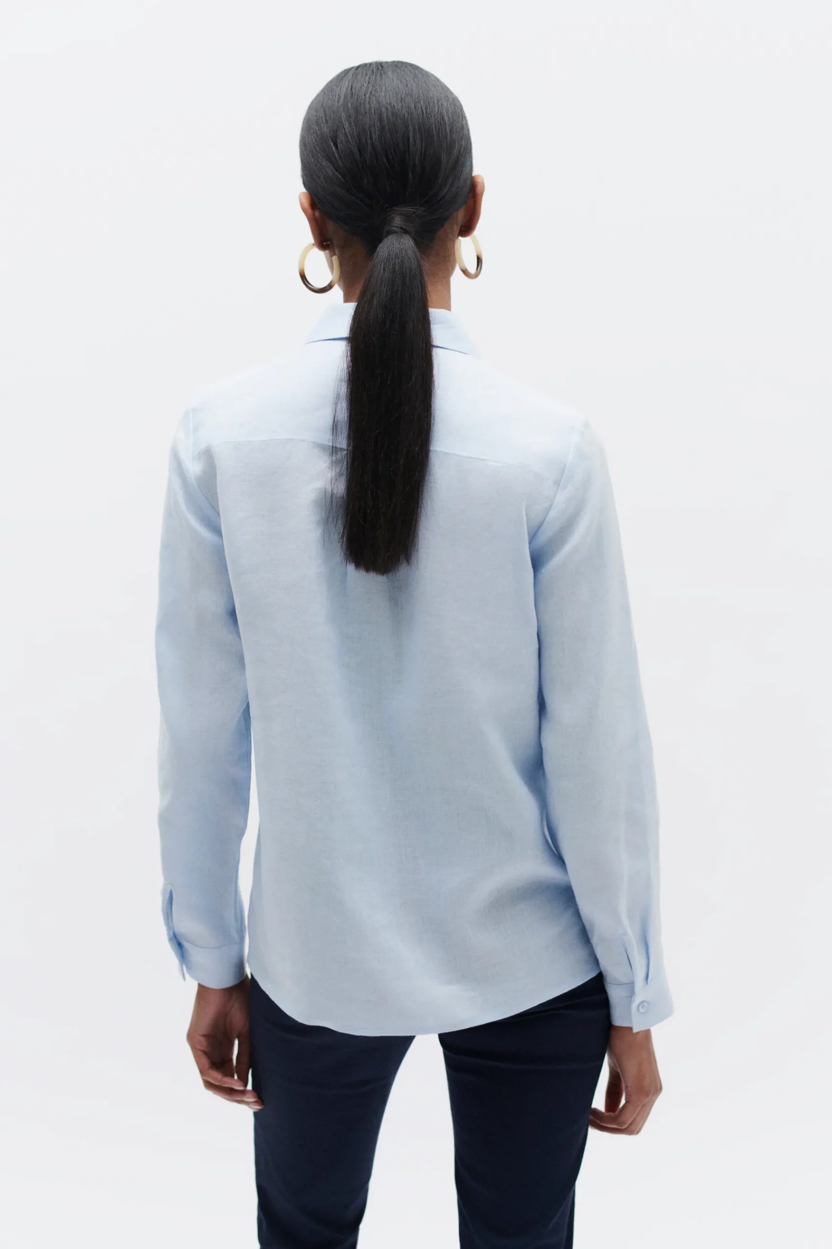 New Chemise Brenda 100% Lin Bleu Ciel Femme Chemises