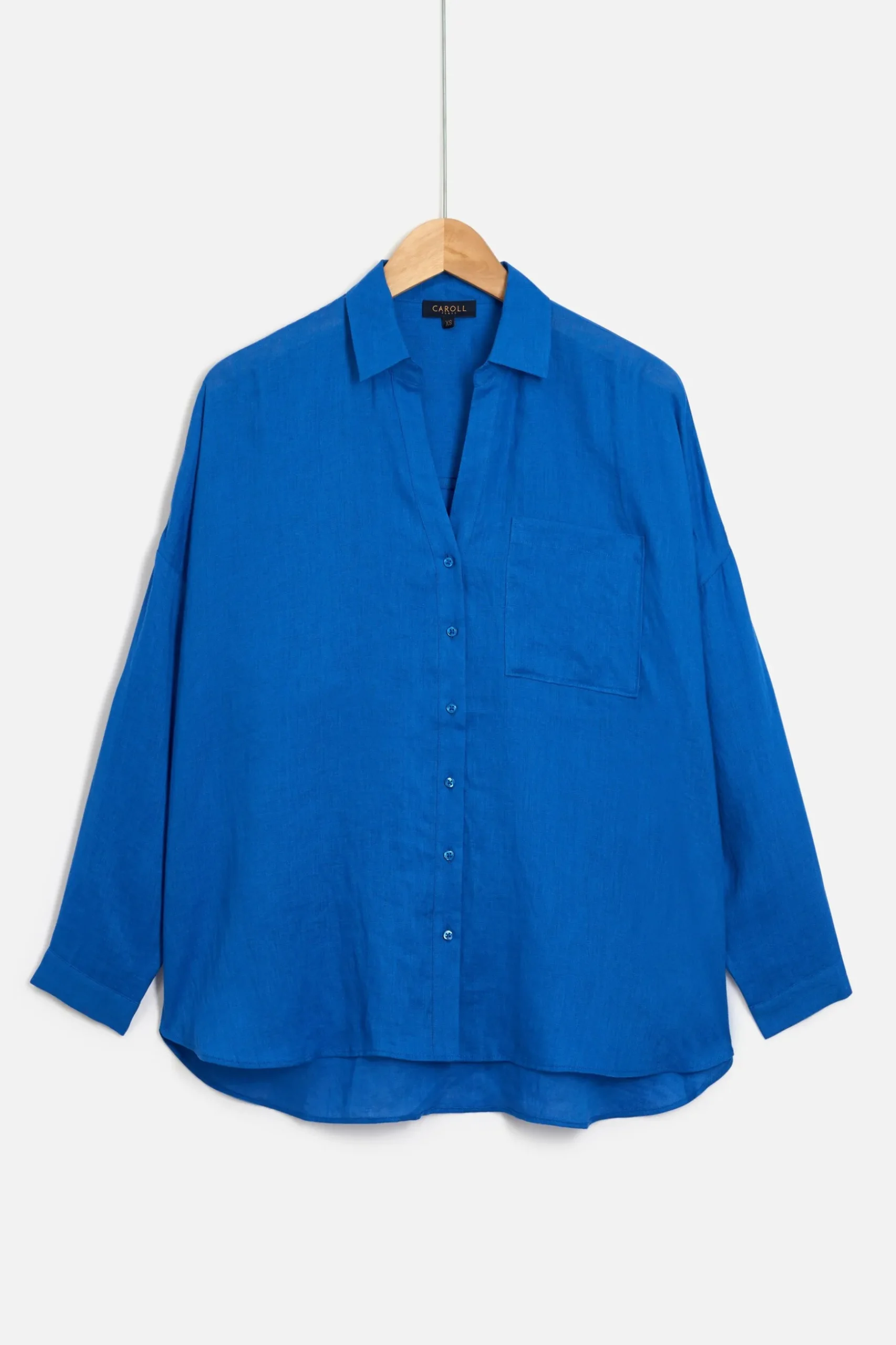 Online Chemise Sandy Oversize 100% Lin Bleu Electrique Femme Chemises