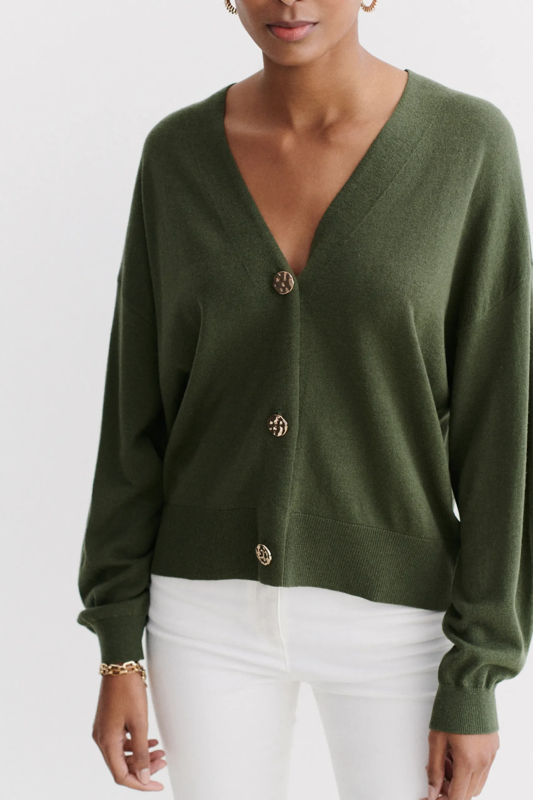 Shop Gilet Valeria Vert Kaki Femme Gilets