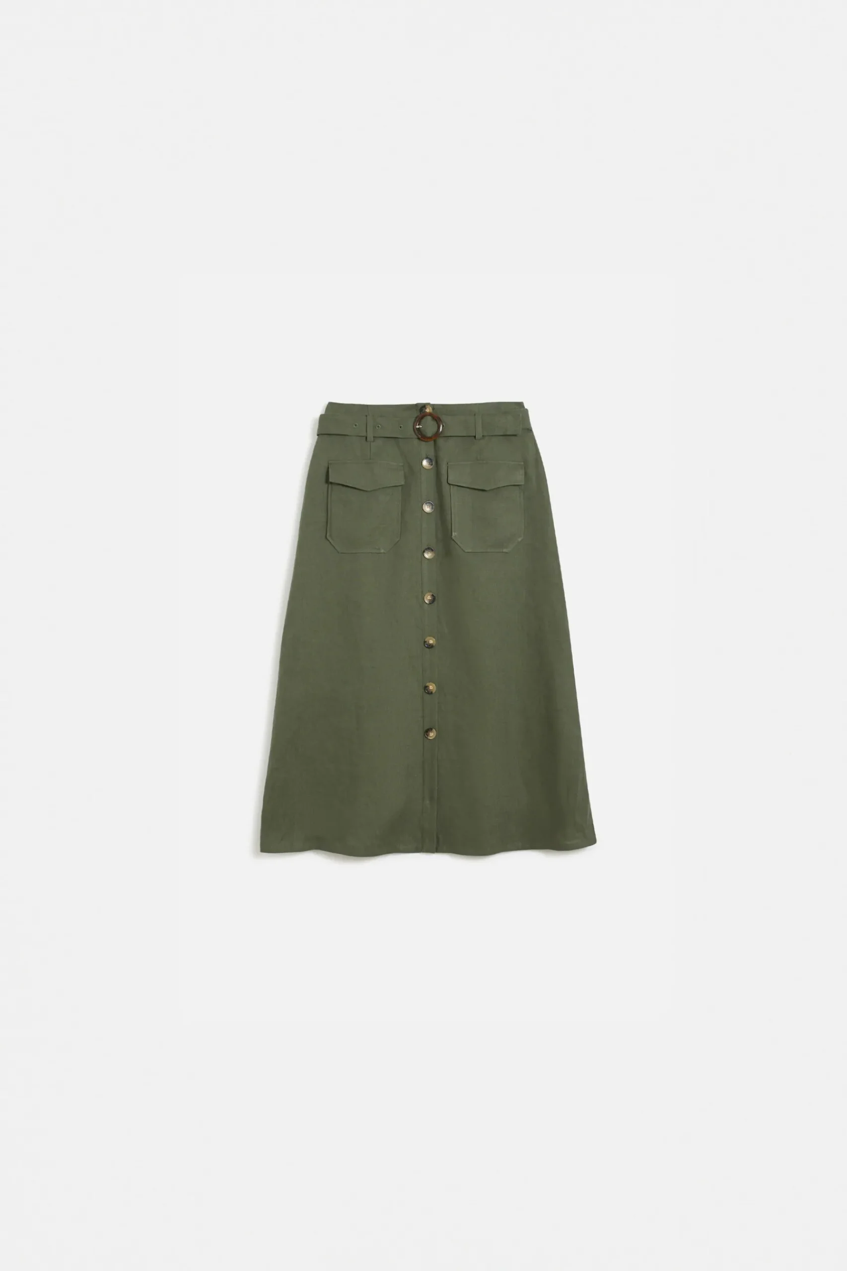 Fashion Jupe Agnes 100% Lin Vert Kaki Femme Jupes