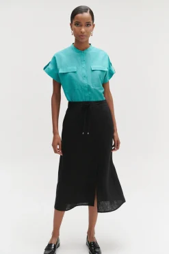 Shop Jupe Eva Mi-Longue 100% Lin Femme Jupes