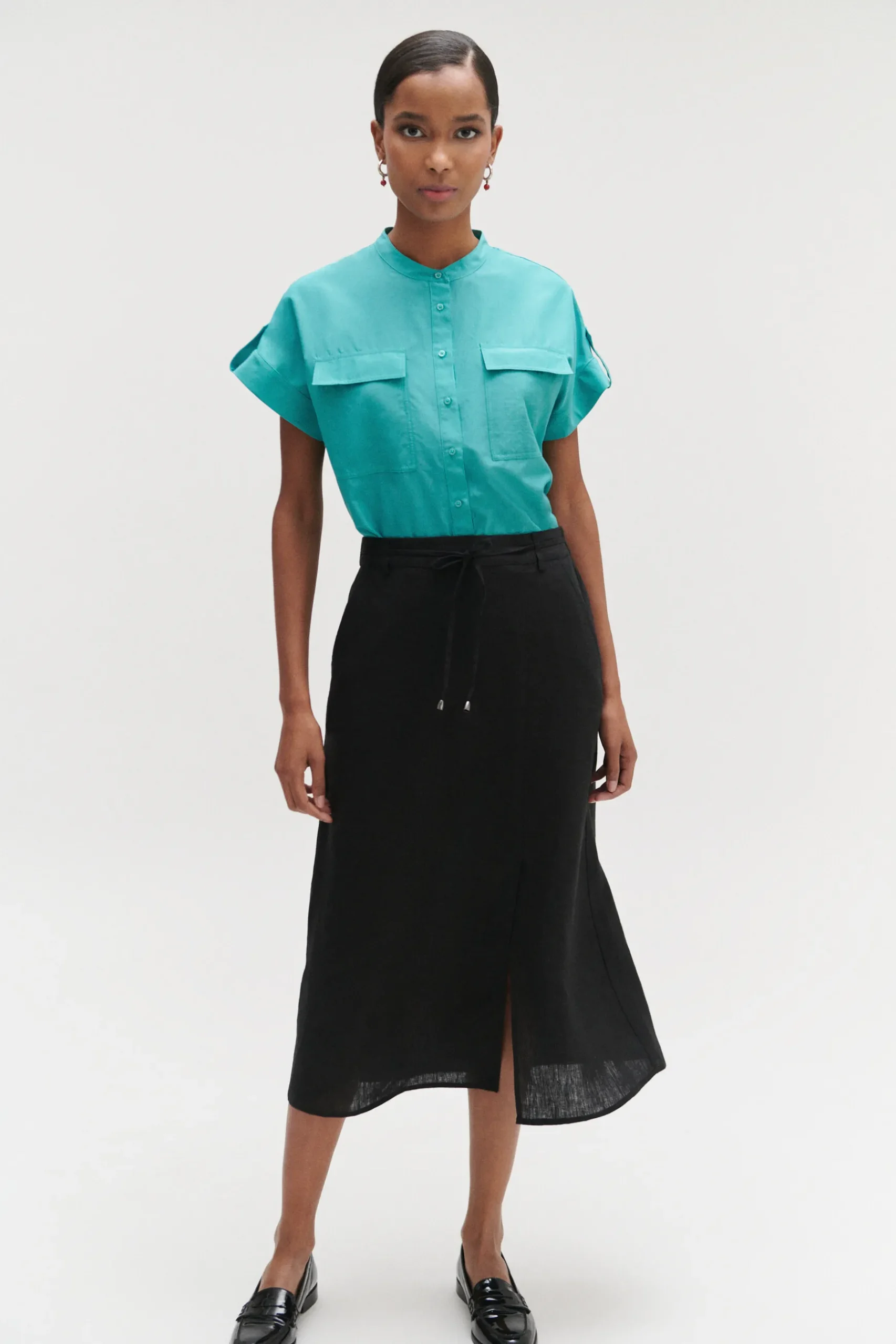 Shop Jupe Eva Mi-Longue 100% Lin Femme Jupes