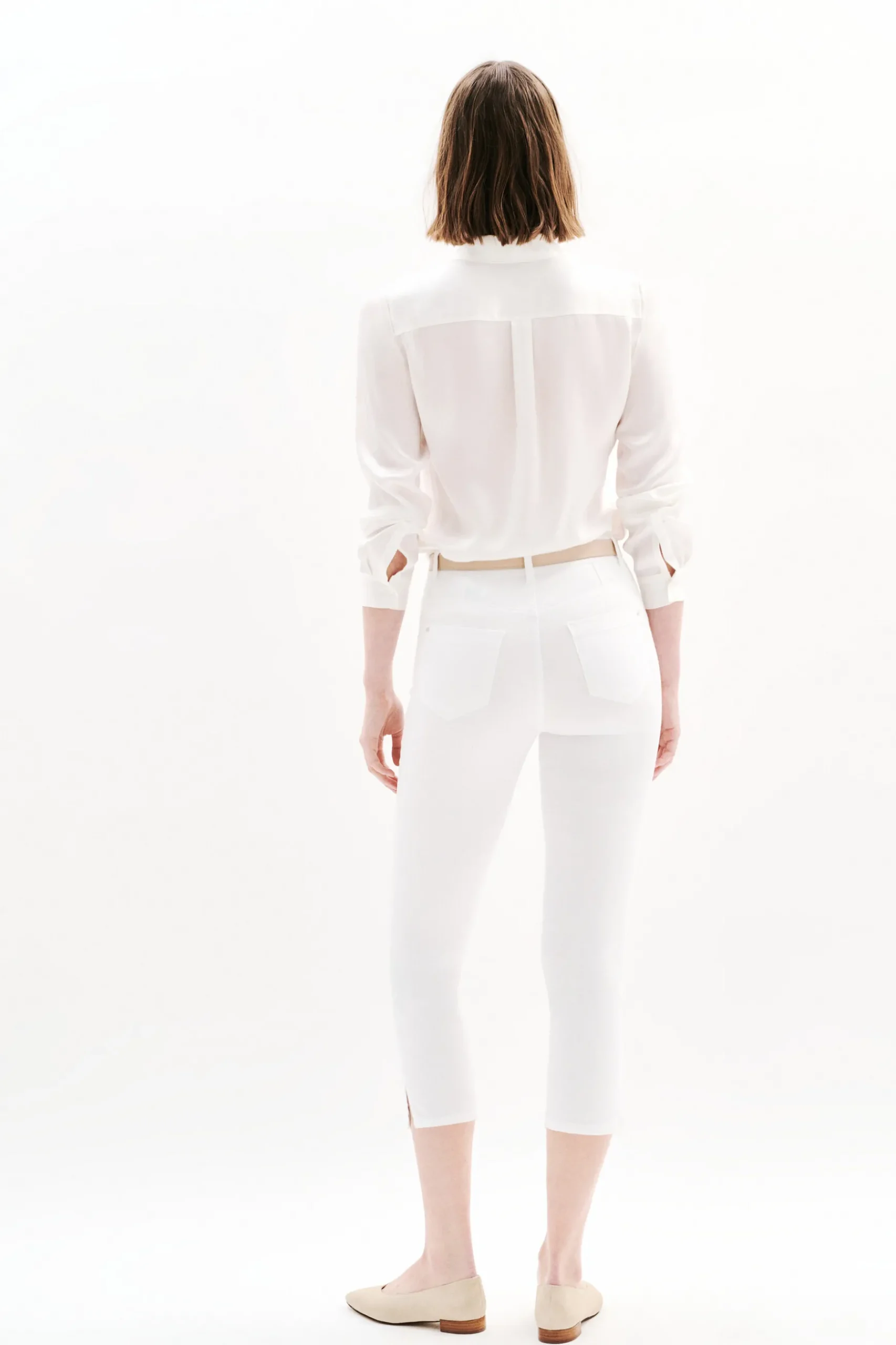 Store Pantacourt Mason Blanc Femme Pantalons