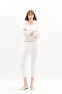 Store Pantacourt Mason Blanc Femme Pantalons