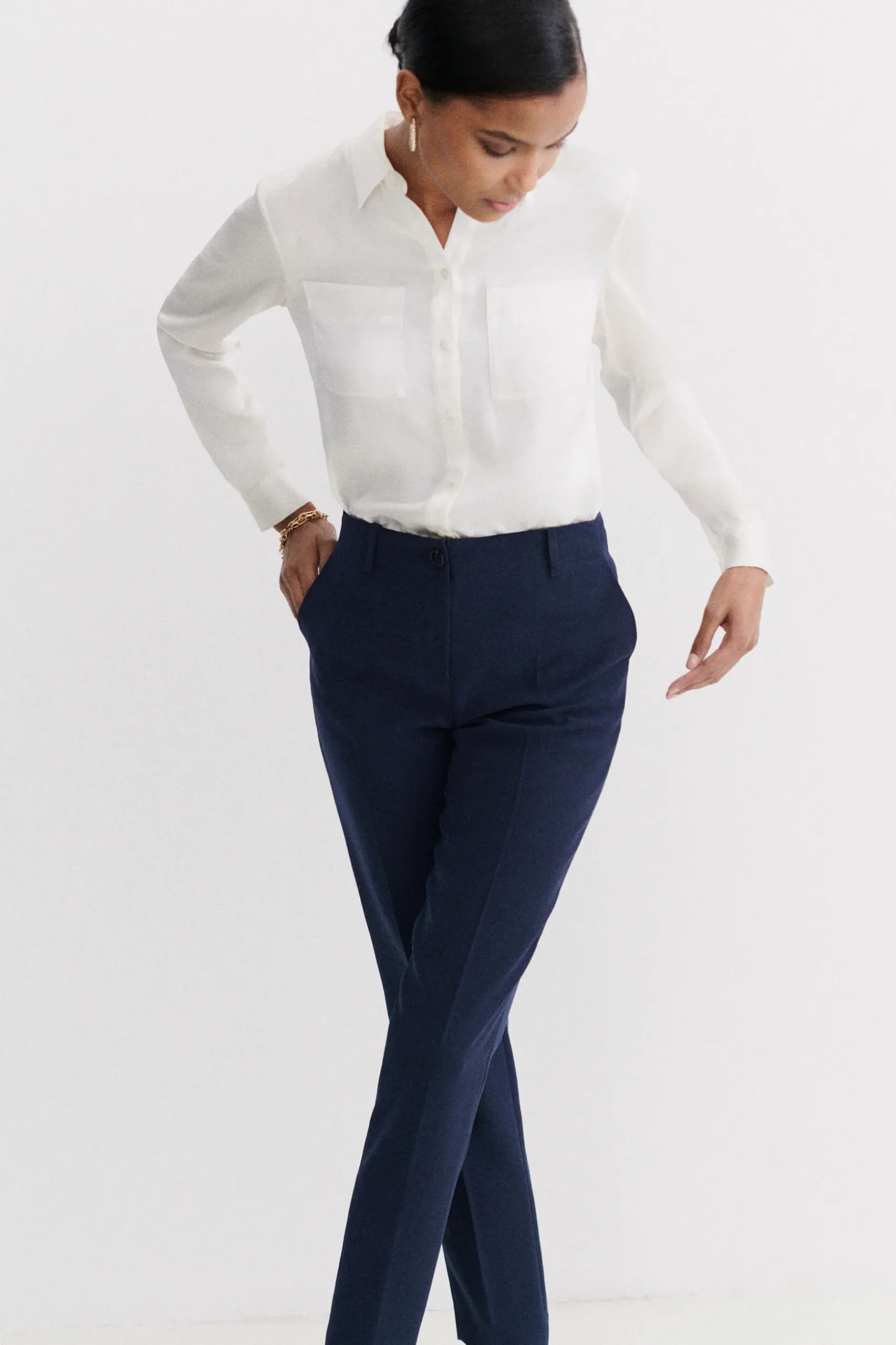 Shop Pantalon Gautier Bleu Marine Femme Pantalons
