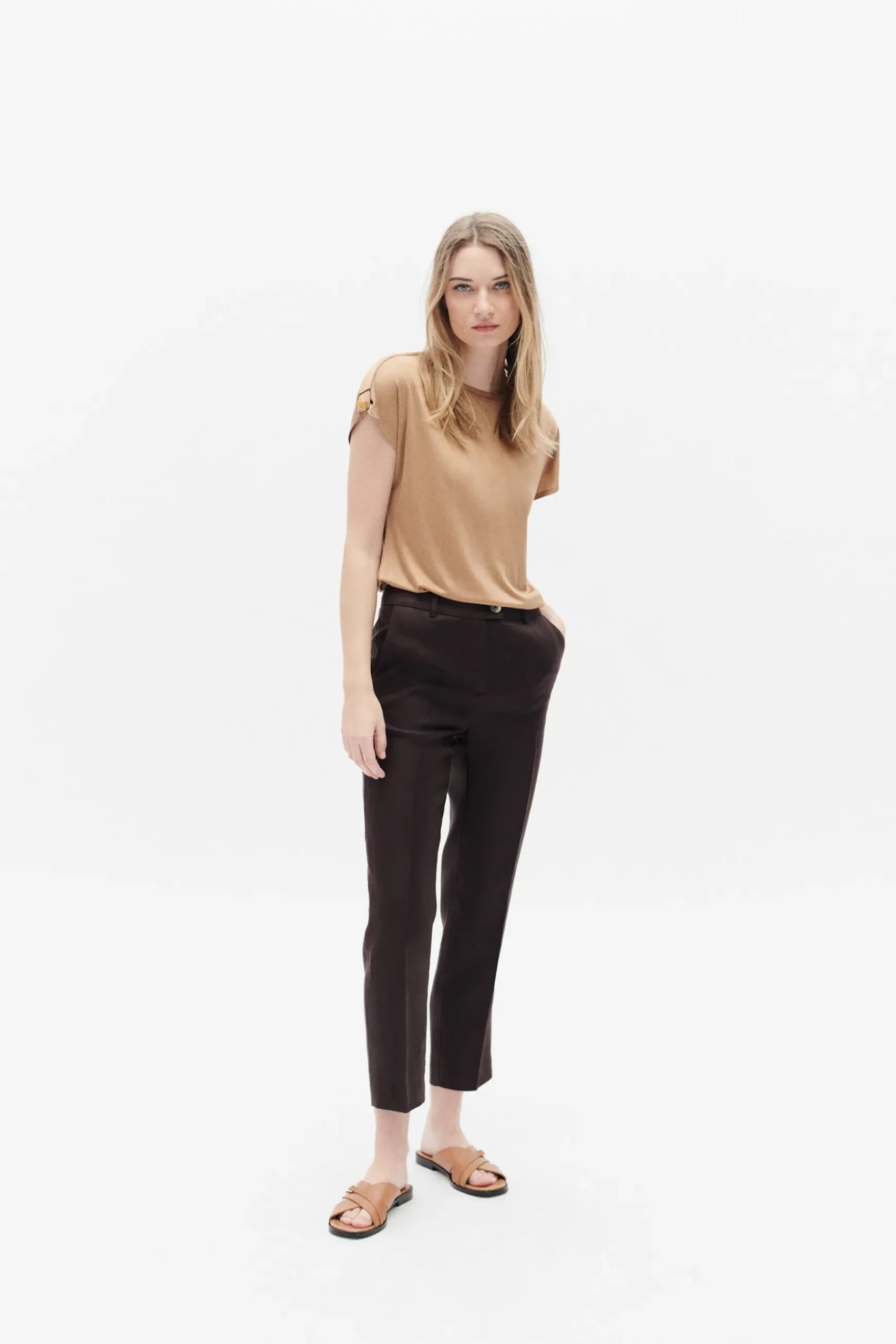 Best Sale Pantalon Randy Marron Fonce Femme Pantalons