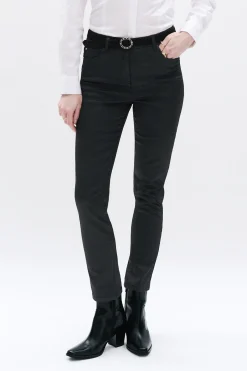 Flash Sale Pantalon Tony Effet Enduit Noir Femme Pantalons