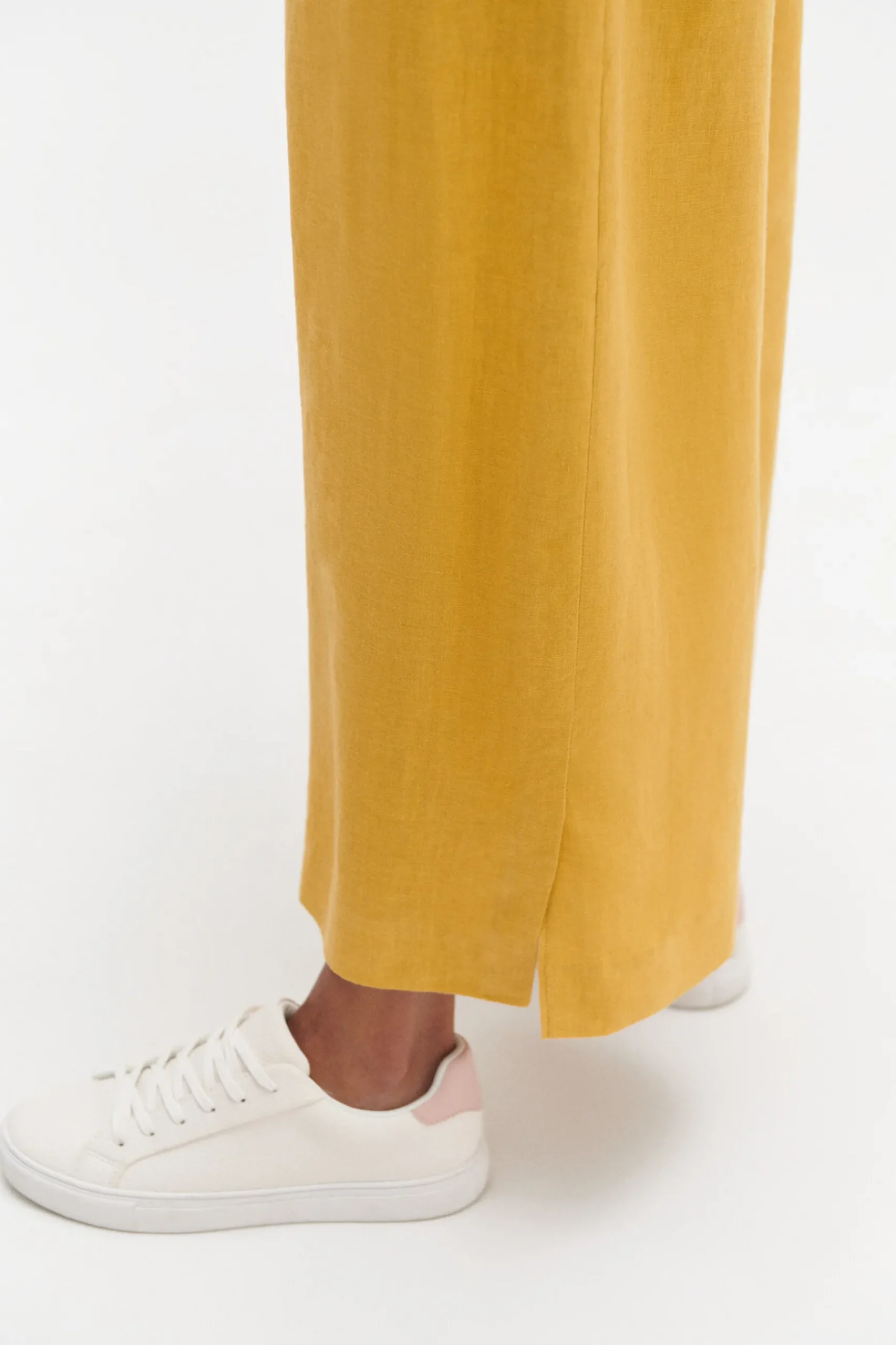 Flash Sale Pantalon Valvano Jupe-Culotte 100% Lin Jaune Or Femme Pantalons