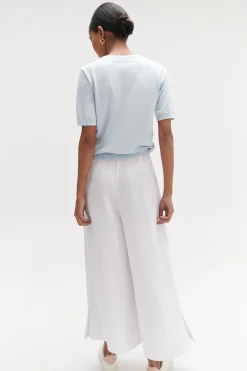 Clearance Pantalon Valvano Jupe-Culotte 100% Lin Femme Pantalons