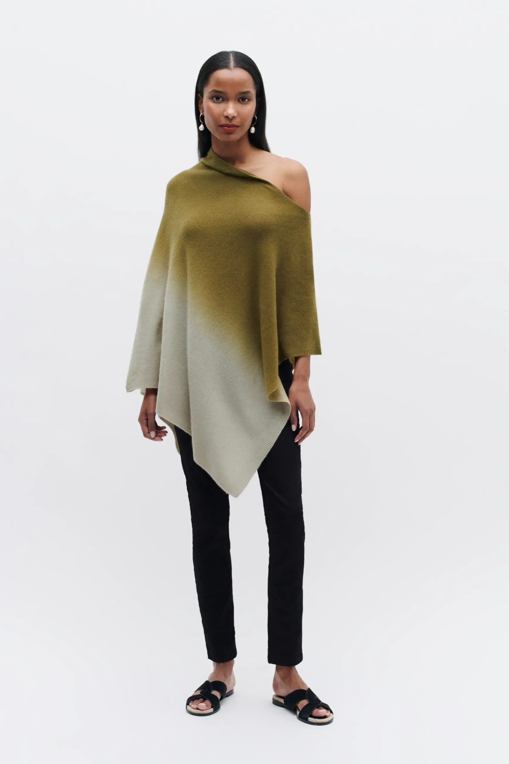 Best Sale Poncho Baltidye Vert Kaki Femme Ponchos