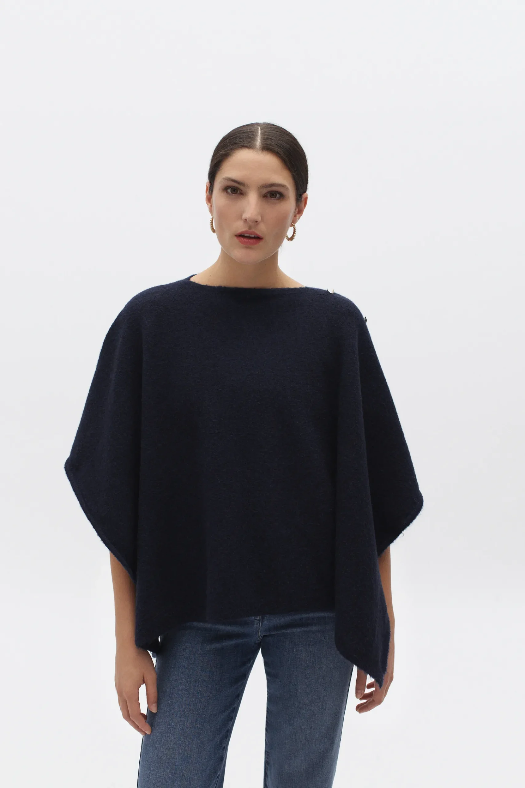 Shop Poncho Lisa B Bleu Marine Femme Ponchos