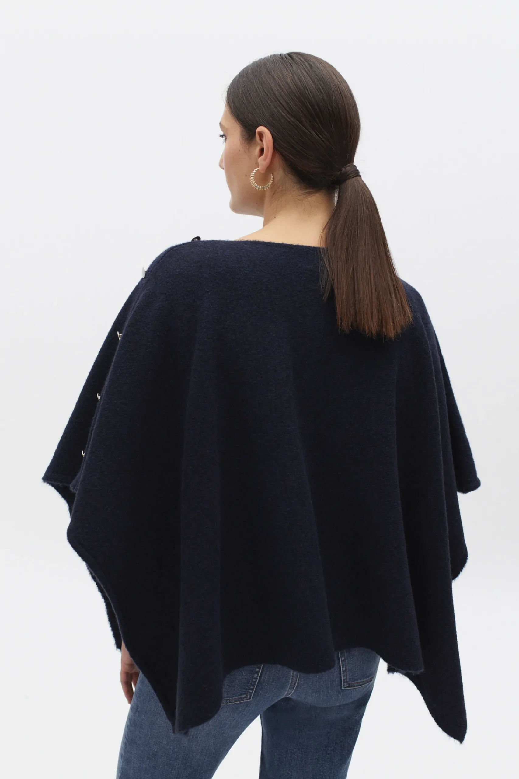 Shop Poncho Lisa B Bleu Marine Femme Ponchos