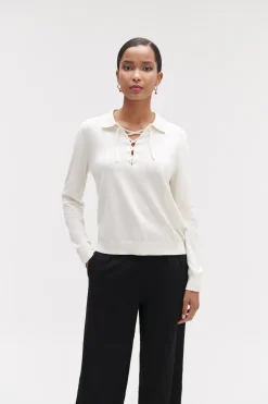 Shop Pull Arthur Col Polo Lace Femme Pulls
