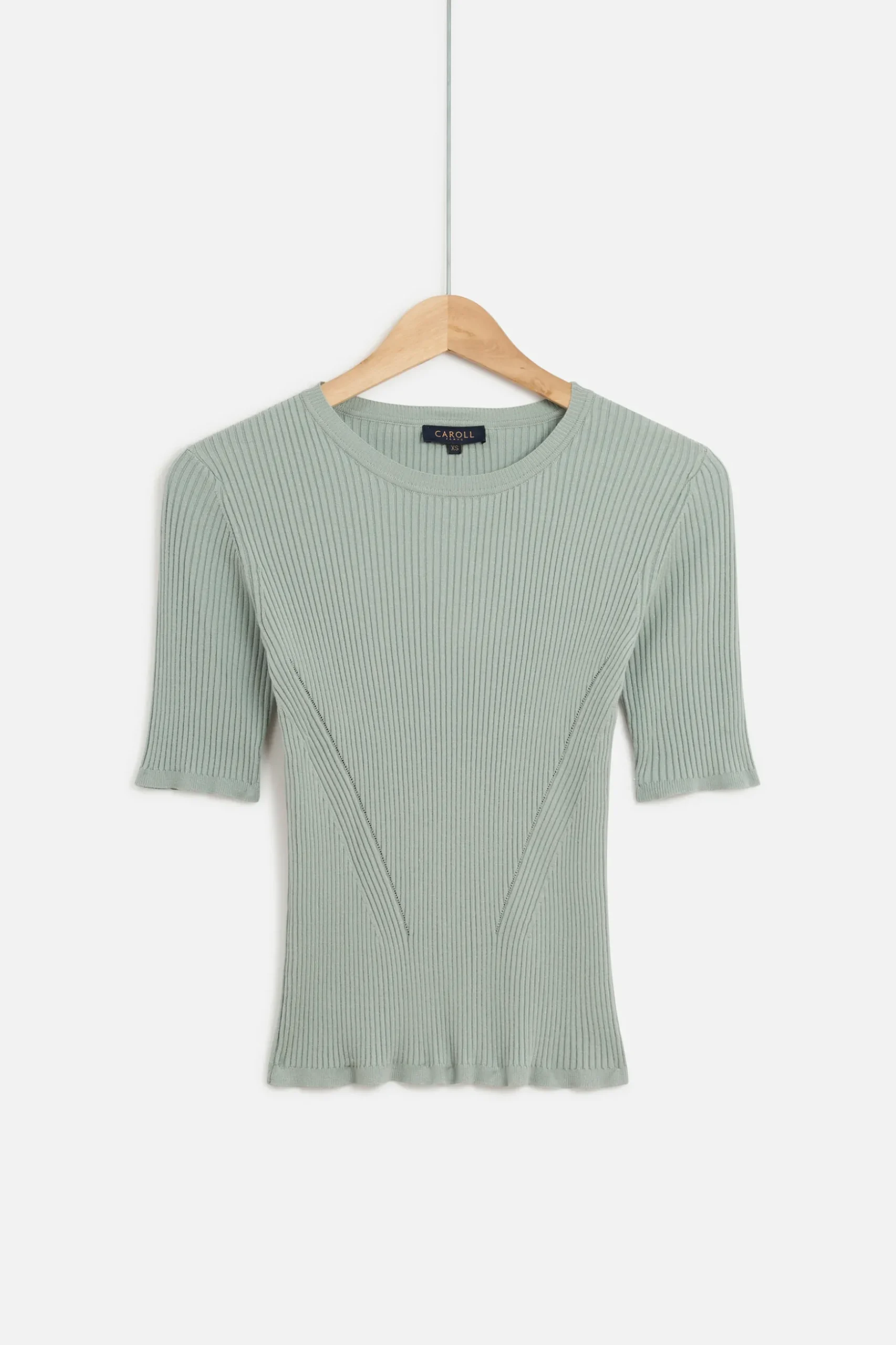 Hot Pull Jim En Maille Cotelee Vert Clair Femme Pulls