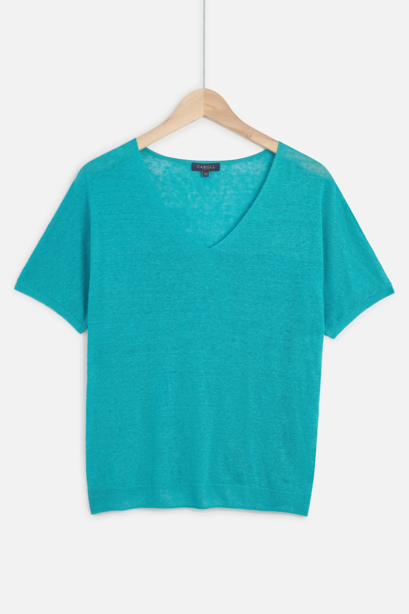 Store Pull Milane 100% Lin Vert Emeraude Femme Pulls