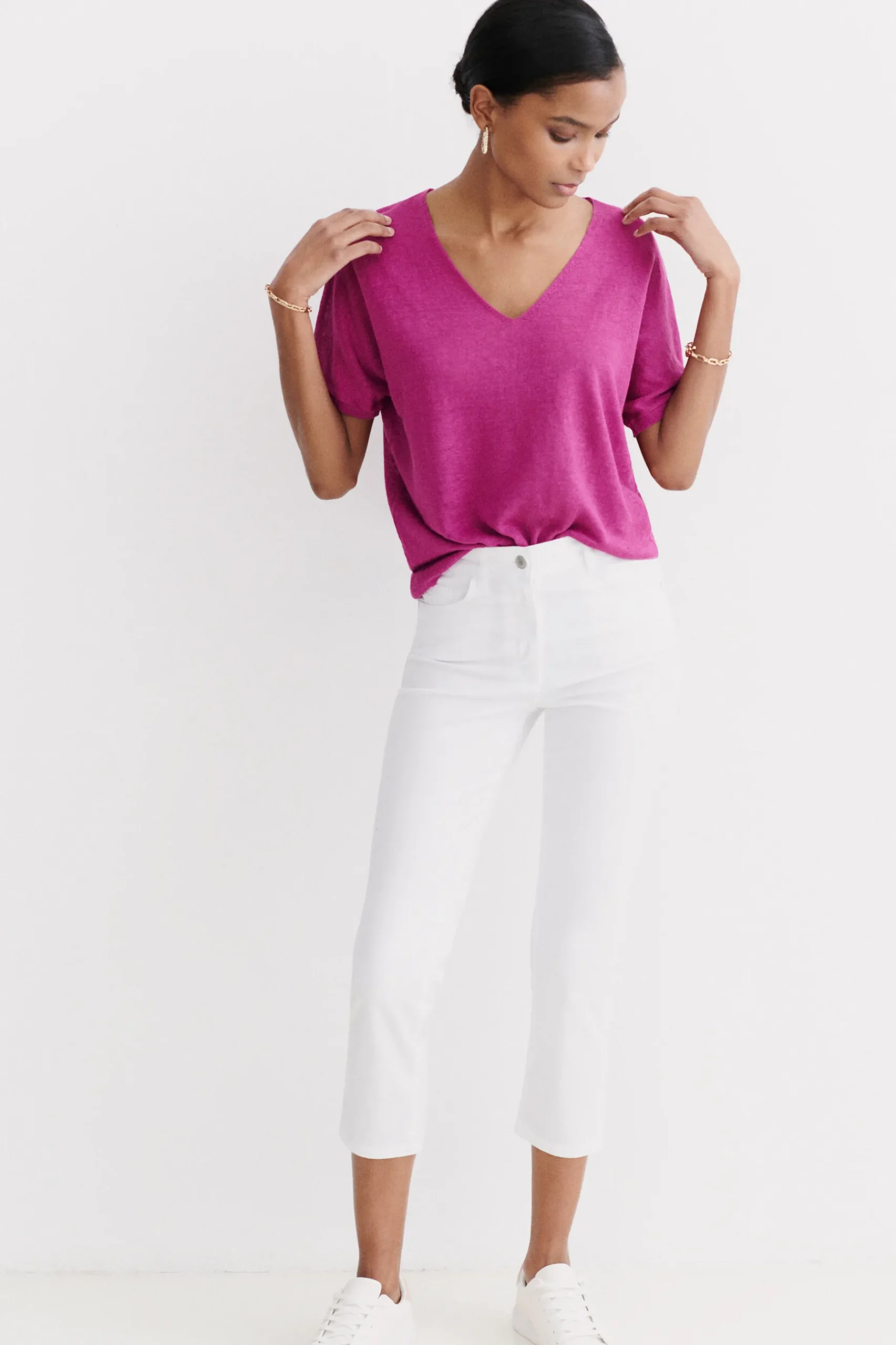 Best Pull Milane 100% Lin Violet Femme Pulls