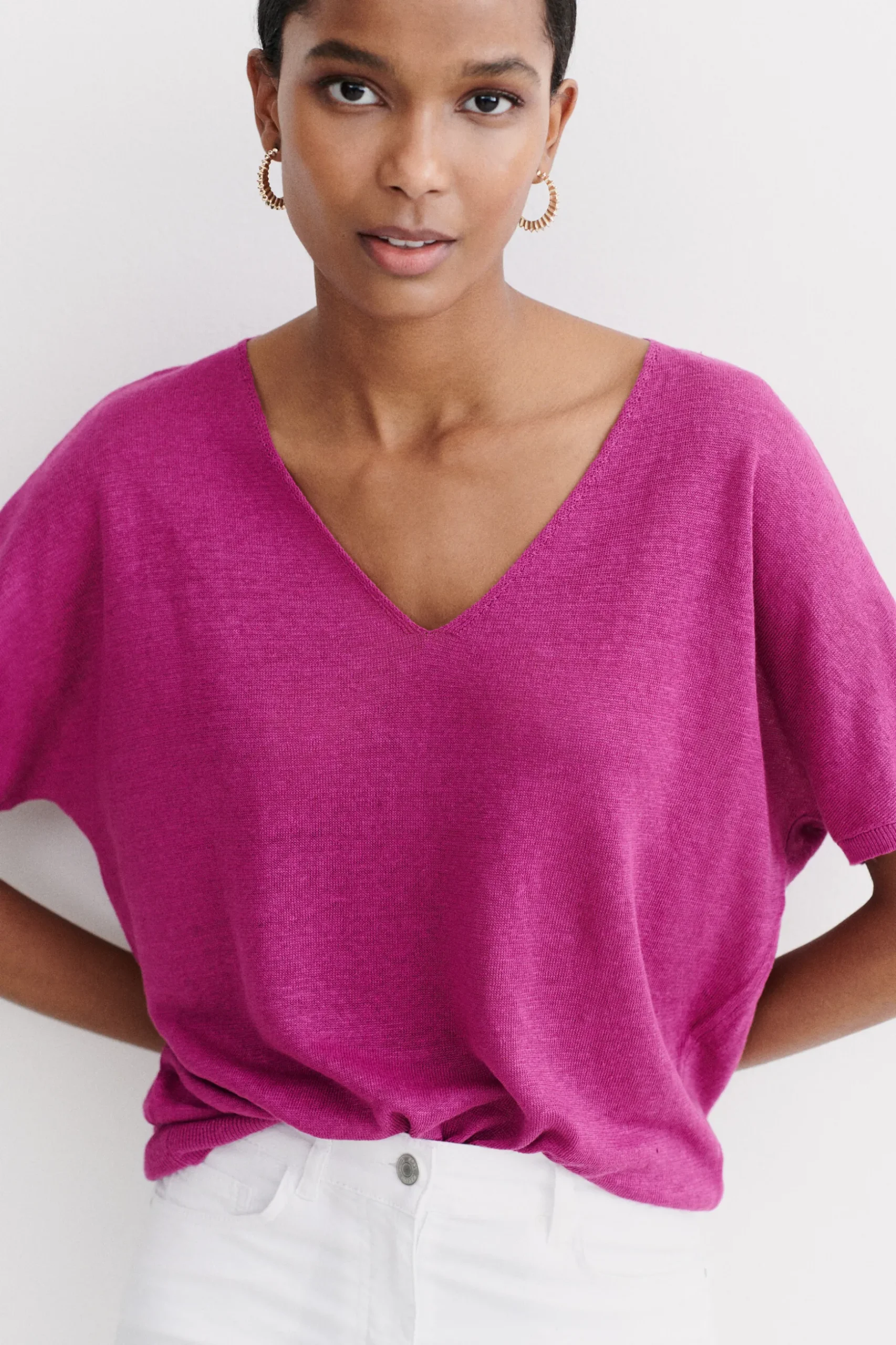 Best Pull Milane 100% Lin Violet Femme Pulls