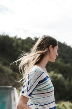 Outlet Pull Milano 100% Lin Bleu Electrique Femme Pulls