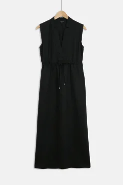 Sale Robe Longue Amy 100% Lin Noir Femme Robes