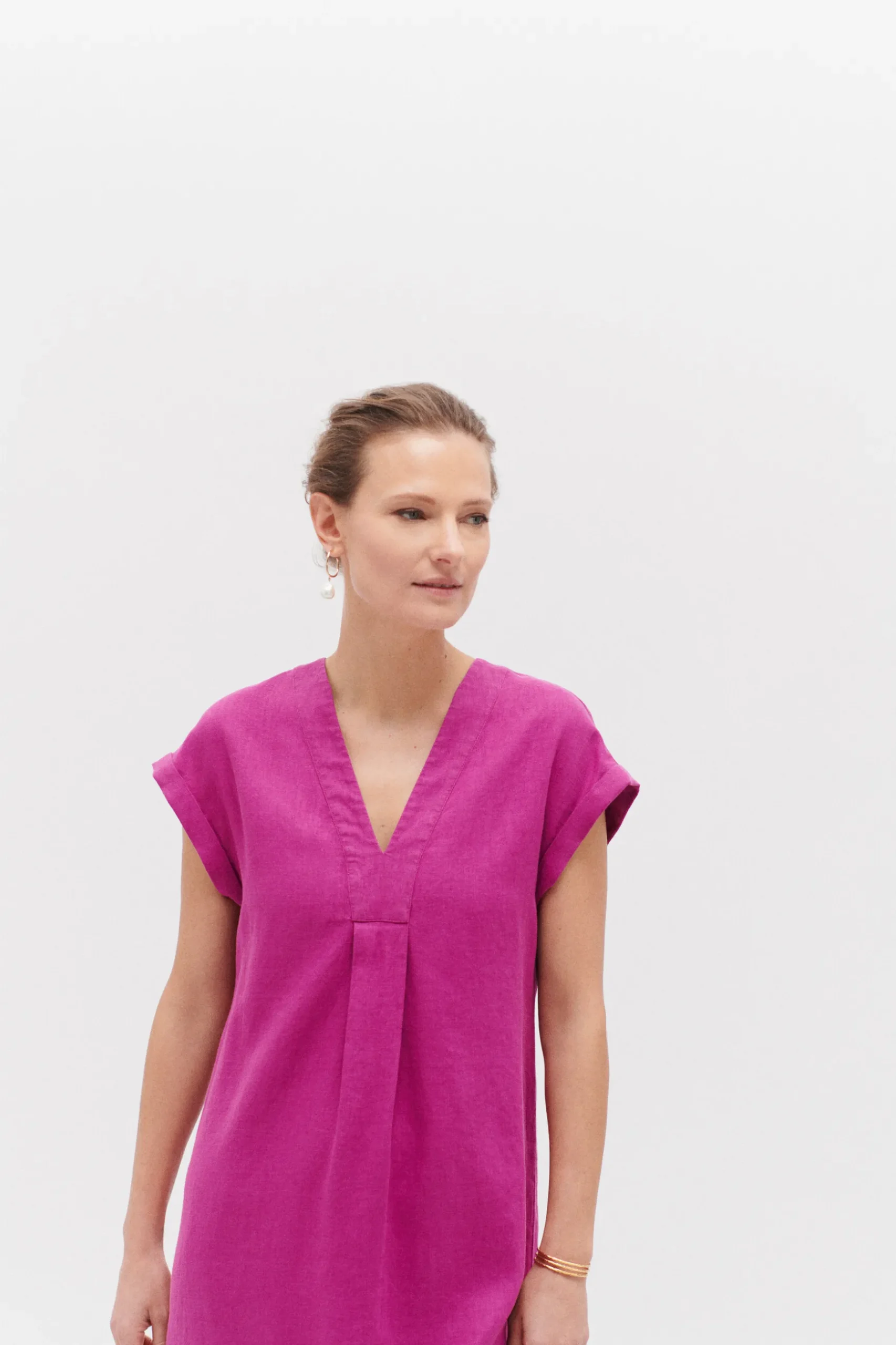 Online Robe Mirabelle 100% Lin Violet Femme Robes