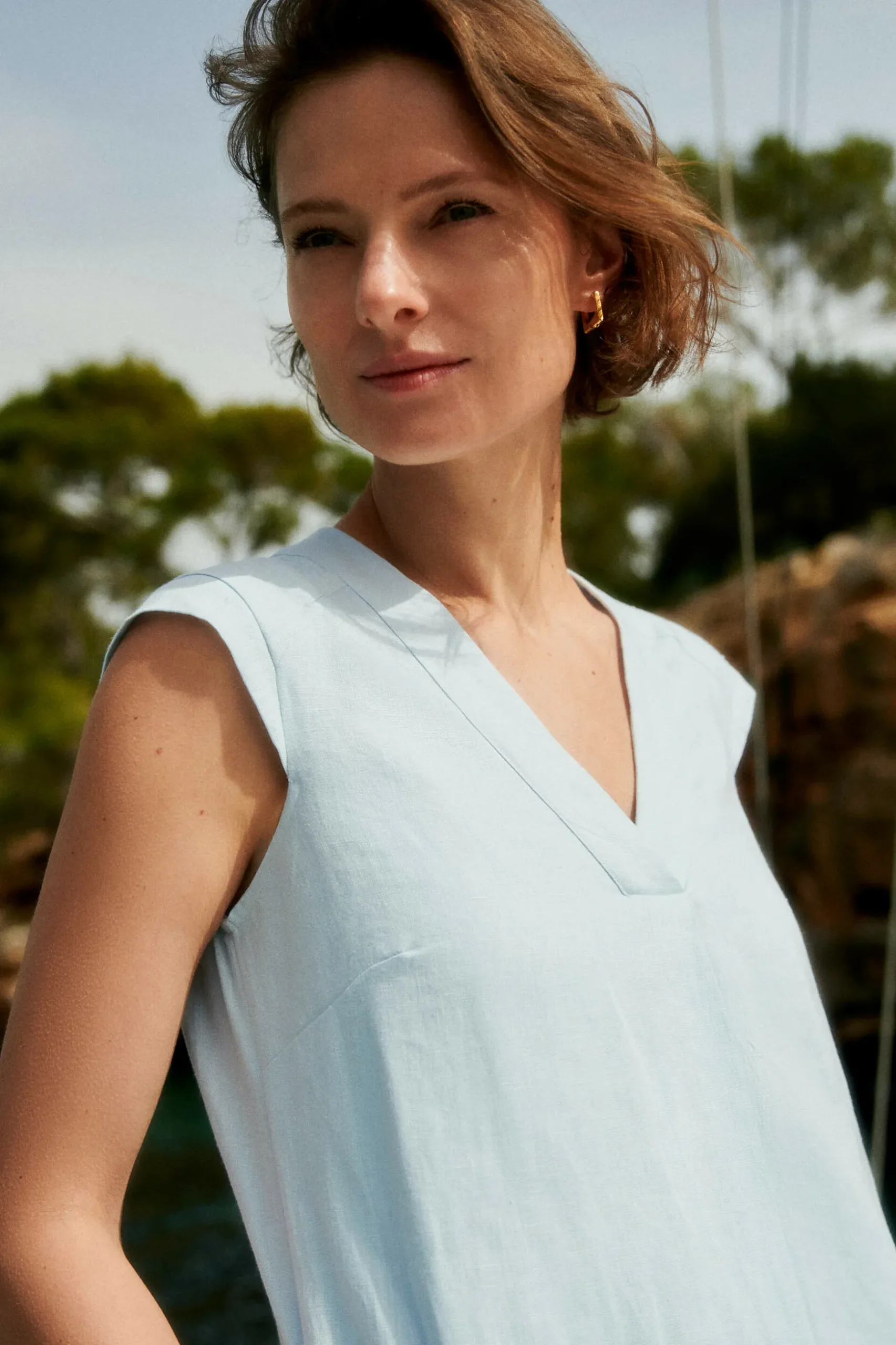 Flash Sale Robe Pamela 100% Lin Bleu Ciel Femme Robes