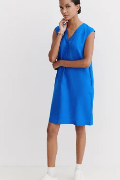 Sale Robe Pamela 100% Lin Bleu Electrique Femme Robes