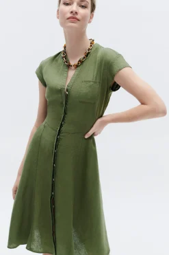 Fashion Robe Rosine Vert Kaki Femme Robes