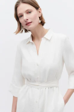 Best Robe Yana 100% Lin Ivoire Femme Robes