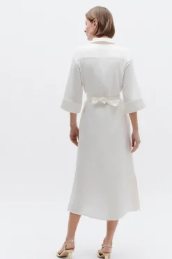 Best Robe Yana 100% Lin Ivoire Femme Robes