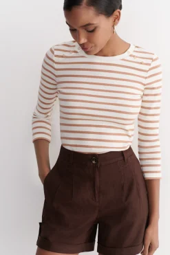 Cheap Short Castino Casual Marron Fonce Femme Pantalons