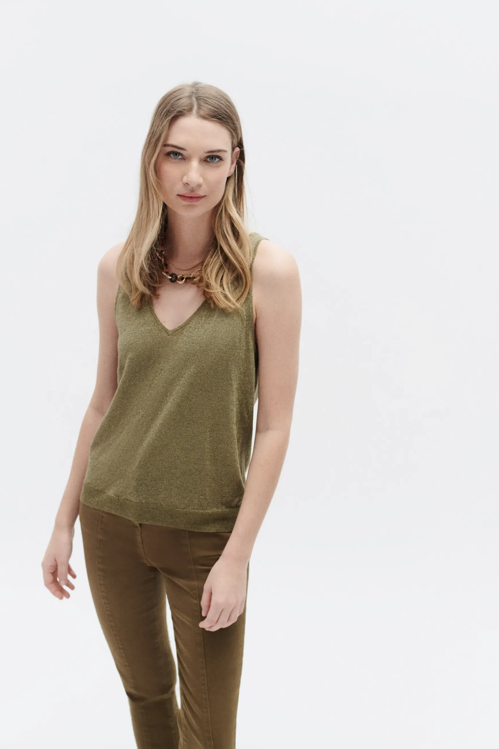 Best Sale Top Nolwenn Vert Olive Femme Tops Et T-Shirts