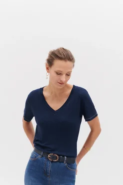 Hot T-Shirt Anita Bleu Marine Femme Tops Et T-Shirts