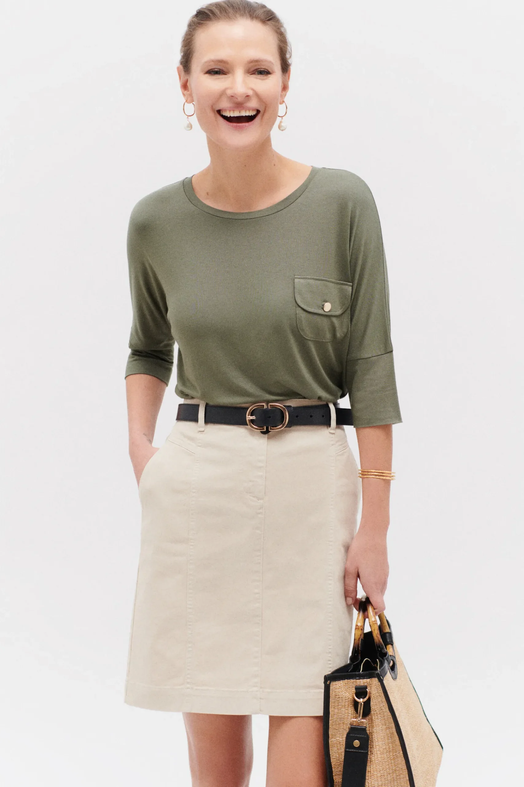 Flash Sale T-Shirt Becky Vert Kaki Femme Tops Et T-Shirts