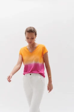 Fashion Tshirt Danae Orange Femme Tops Et T-Shirts