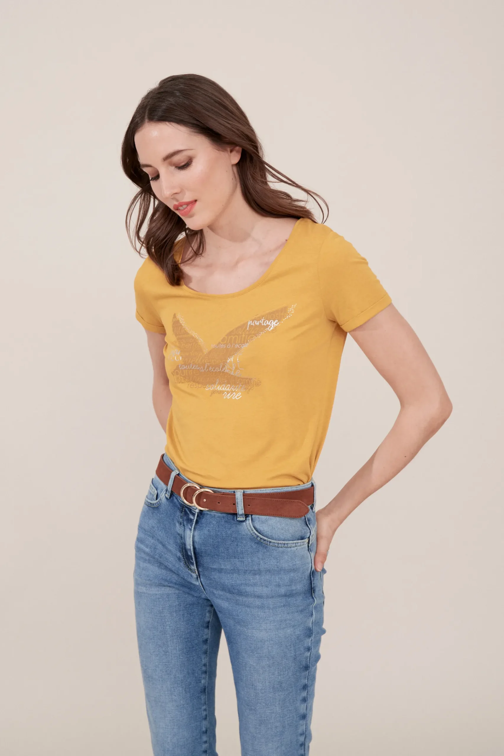 Discount T-Shirt Maddy Jaune Femme Tops Et T-Shirts