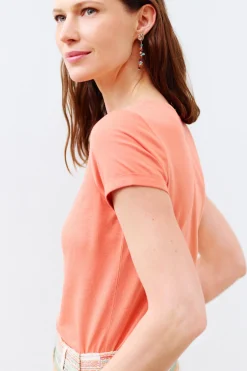 Hot T-Shirt Maxine Rose Corail Femme Tops Et T-Shirts