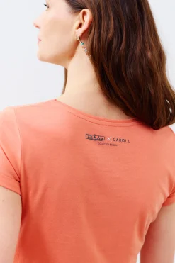 Hot T-Shirt Maxine Rose Corail Femme Tops Et T-Shirts