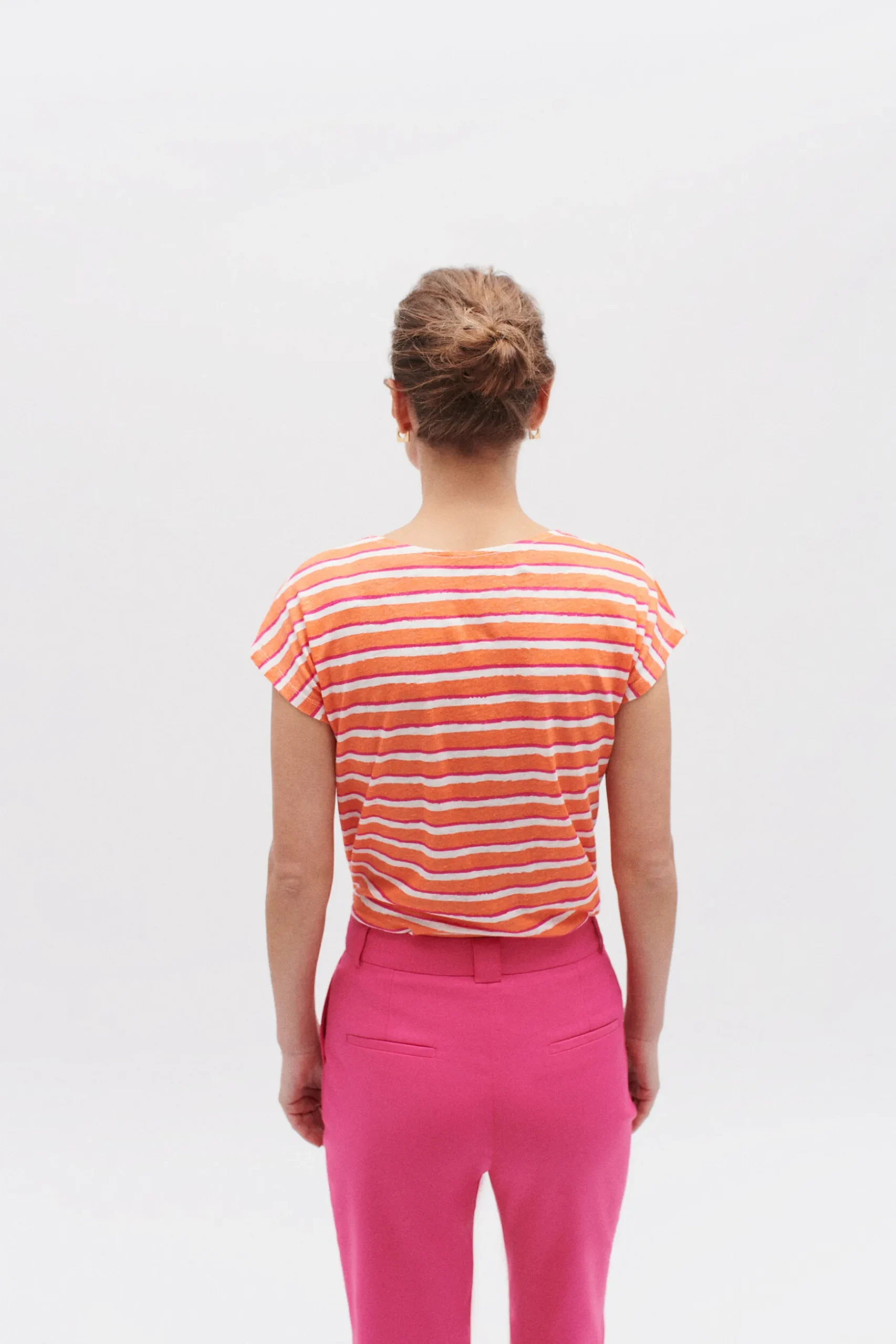 Hot T-Shirt Murina 100% Lin Orange Femme Tops Et T-Shirts
