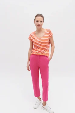 Hot T-Shirt Murina 100% Lin Orange Femme Tops Et T-Shirts