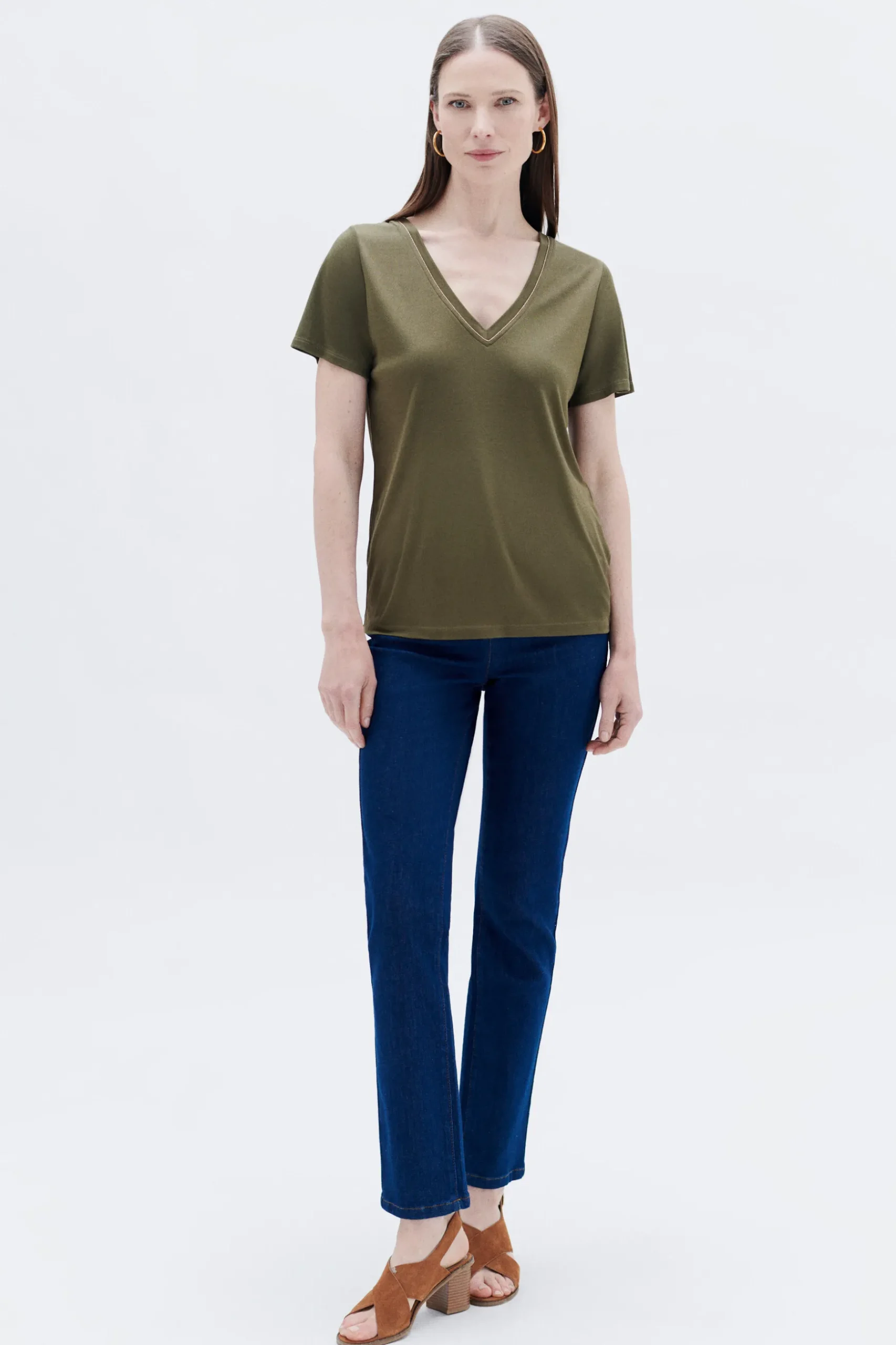 New T-Shirt Taylor Vert Olive Femme Tops Et T-Shirts