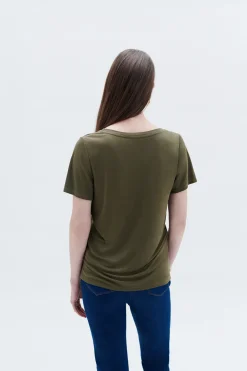 New T-Shirt Taylor Vert Olive Femme Tops Et T-Shirts