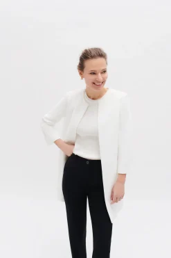 Flash Sale Veste Longueur Midi Et Coupe Structuree. Ivoire Femme Manteaux